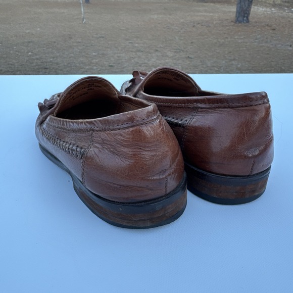 Bostonian Loafers Mens 7.5 Brown Woven Leather Kiltie Tassel Slip on Dress Shoes - Picture 6 of 9